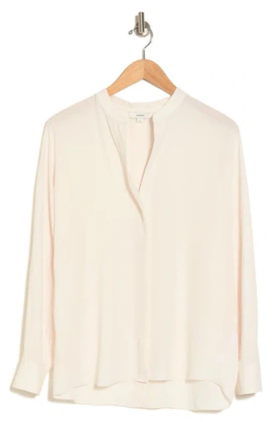 Vince Slit Crepe Popover Top In Lt H Ecru