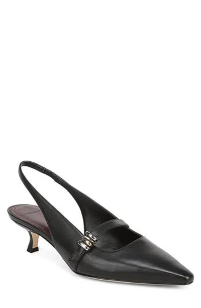 Vince Sonya Kitten Heel Pointed Toe Slingback Sandal In Black