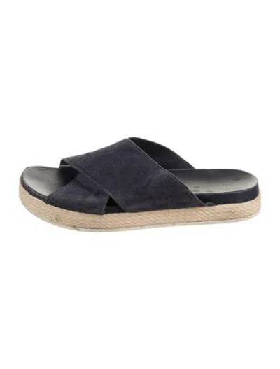 Pre-owned Vince Suede Slides In Blue