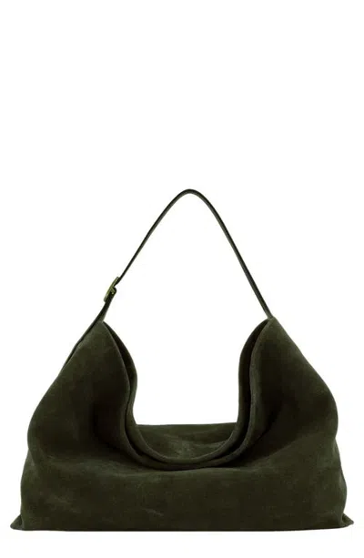 Vince Vivian Medium Suede Leather Hobo In Green