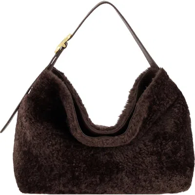Vince Vivian Small Shearling Hobo Bag In Purple