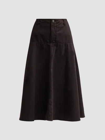 Vince Women's Washed Cotton Drop-waist Midi Skirt In Black