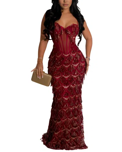 Vincent Embellished Maxi Dress In Red