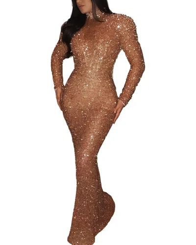 Vincent Embellished Maxi Dress In Brown