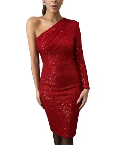 Vincent One Shoulder Embellished Midi Dress In Red