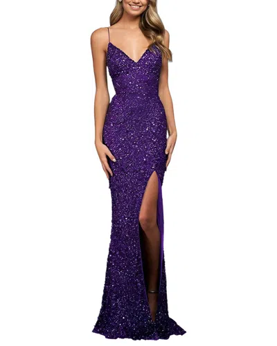 Vincent Sleeveless Embellished Maxi Dress In Purple
