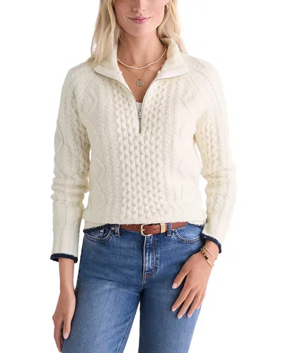 Vineyard Vines Bobble Cotton Blend Half Zip Cable Knit Sweater In Gray