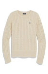 Vineyard Vines Cable Stitch Cotton Sweater In Oatmeal Heather