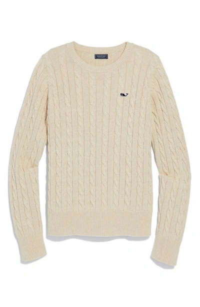 Vineyard Vines Cable Stitch Cotton Sweater In Oatmeal Heather