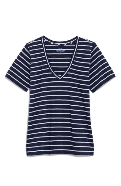 Vineyard Vines Clean Jersey V-neck T-shirt In Navy/white Stripe
