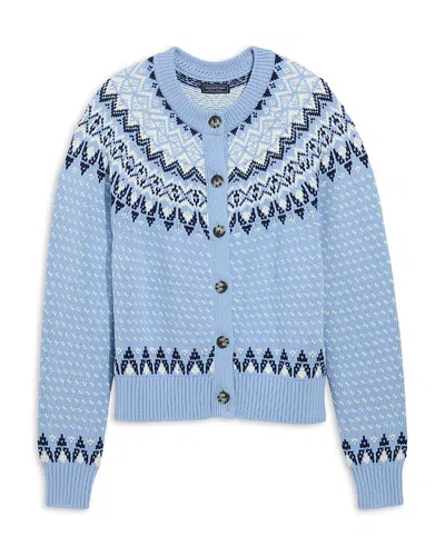 Vineyard Vines Cotton Crewneck Cable Cardigan In Blue