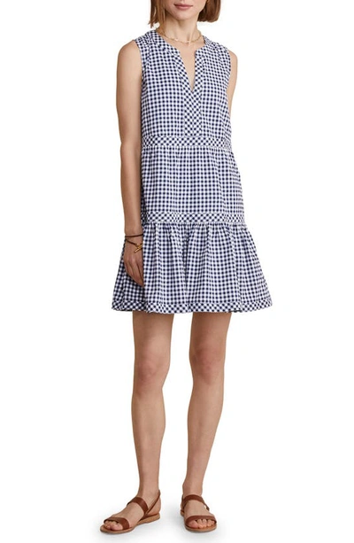 Vineyard Vines Harbor Stripe Seersucker Sundress In Gingham Navy White