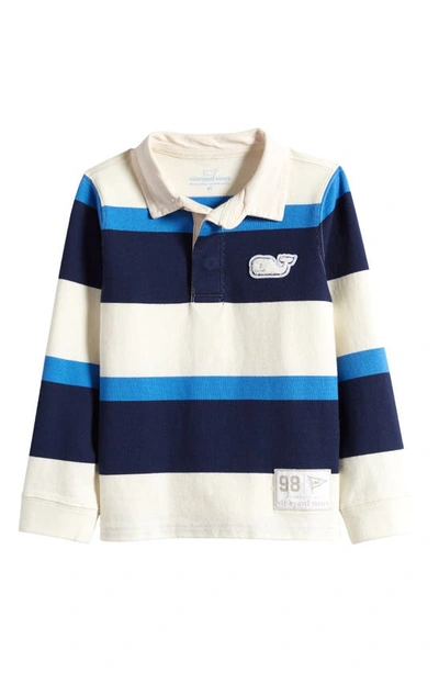 Vineyard Vines Kids' Stripe Organic Cotton Rugby Polo In Tide Blue