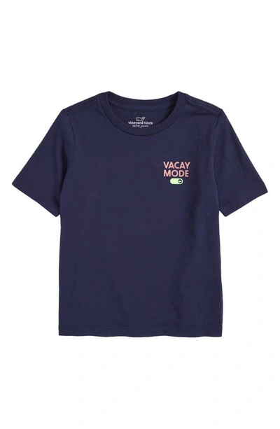 Vineyard Vines Kids' Vacay Mode Cotton Graphic T-shirt In Nautical Navy