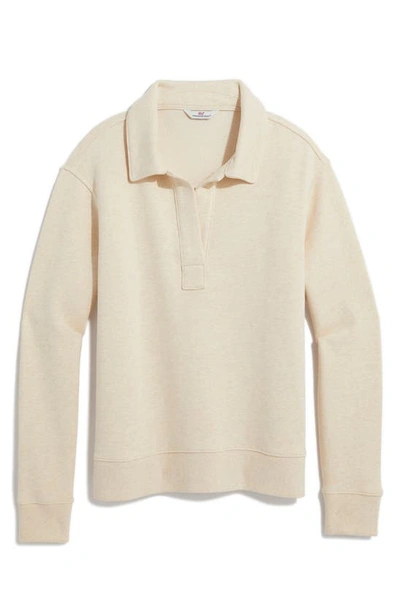 Vineyard Vines Polo Collar Cotton Sweatshirt In Oatmeal Heather
