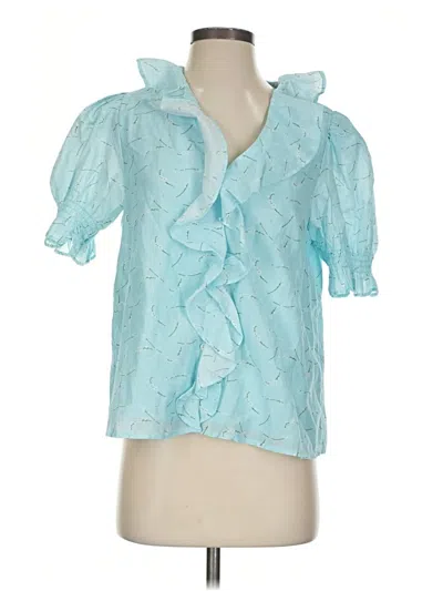 Pre-owned Vineyard Vines Short Sleeve Blouse In Teal