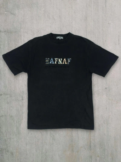 Pre-owned Vintage 90's Naf Naf Paris Big Embroidered Logo T Shirt In Black