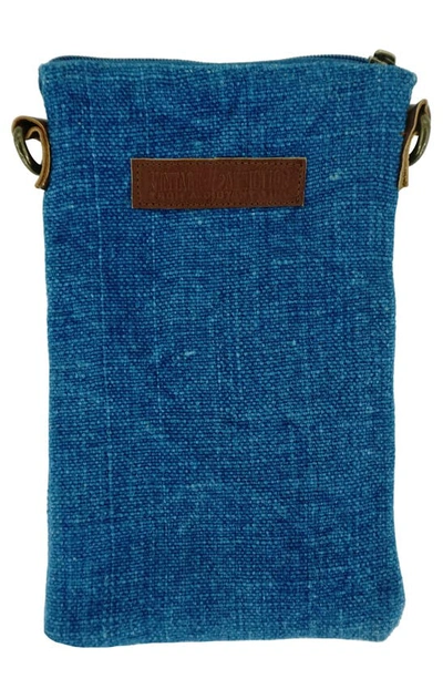 Vintage Addiction Jute Crossbody Bag In Natural/ Moroccan Blue