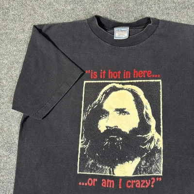 Pre-owned Vintage Black Charles Manson Cult Glow Dark T-shirt
