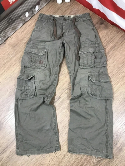 Pre-owned Vintage Distressed Multipocket Cargo Pants In Khaki