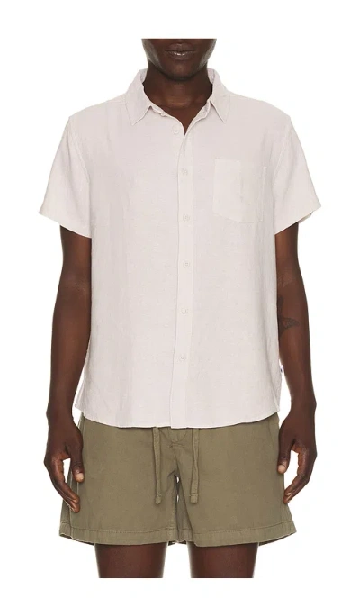 Vintage Summer Linen Button Down Shirt In Sand