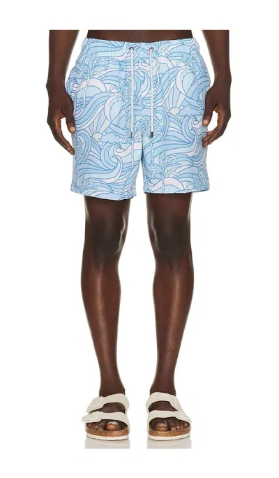 Vintage Summer Seersucker Stretch Volleys In Blue