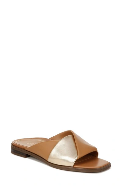 Vionic Miramar Slide Sandal In Camel/ Gold