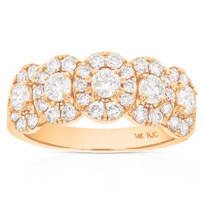 Vir Jewels 1 Cttw Lab Grown Diamond 5 Stone Engagement Ring In 14k Rose Gold For Women In Pink