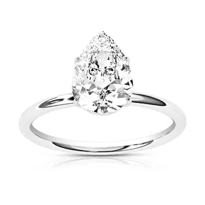 Vir Jewels 1 Cttw Pear Lab Grown Diamond Engagement Solitaire Ring In 14k White Gold For Women