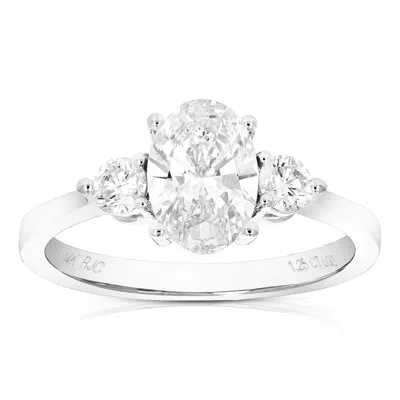 Vir Jewels 1.25 Cttw Oval Lab Grown Diamond 3 Stone Engagement Ring In 14k White Gold For Women