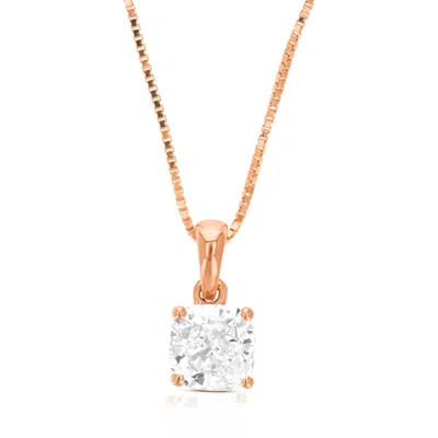 Vir Jewels 1.50 Cttw Cushion Lab Grown Diamond Solitaire Pendant Necklace In 14k Gold With Chain For Women In Pink