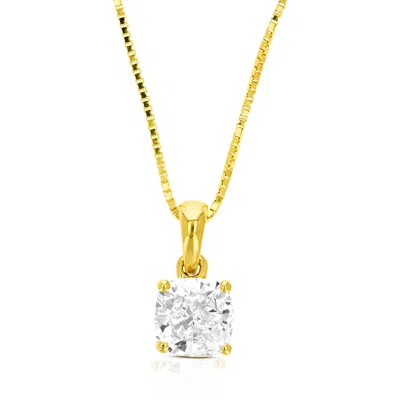 Vir Jewels 1.50 Cttw Cushion Lab Grown Diamond Solitaire Pendant Necklace In 14k Gold With Chain For Women In Yellow