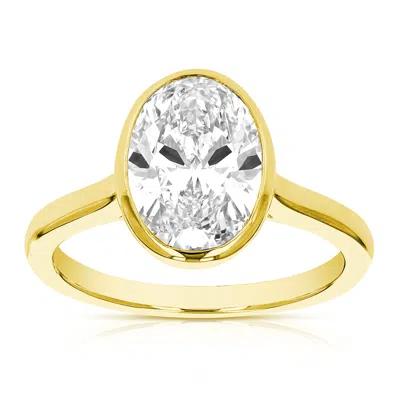 Vir Jewels 3 Cttw Oval Lab Grown Diamond Engagement Solitaire Ring In 14k Yellow Gold For Women
