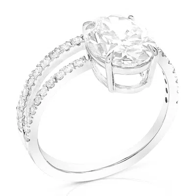 Vir Jewels 3.50 Cttw Oval Lab Grown Diamond Engagement Ring In 14k White Gold For Women