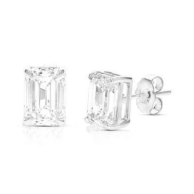 Vir Jewels 4 Cttw Emerald Lab Grown Diamond Stud Earrings In 14k Gold With Push Backs For Women In White