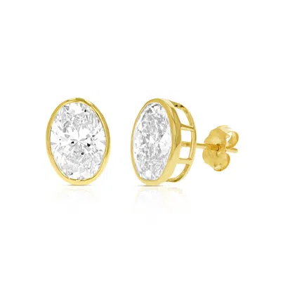 Vir Jewels 4 Cttw Oval Lab Grown Diamond Stud Earrings In 14k Gold With Push Backs For Women In Yellow