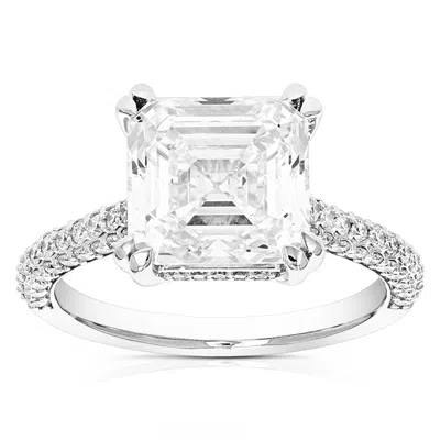 Vir Jewels 4.50 Cttw Asscher Lab Grown Diamond Engagement Ring In 14k White Gold For Women
