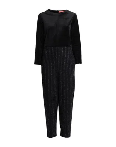 Virginia Bizzi Woman Jumpsuit Black Size 6 Polyester, Elastane, Cotton, Wool, Acrylic