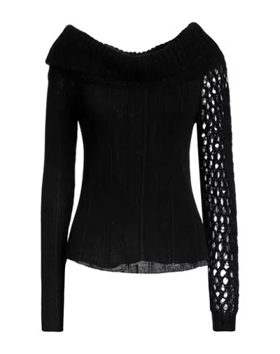 Virginia Bizzi Woman Sweater Black Size 6 Merino Wool, Viscose, Polyamide, Cashmere, Acrylic