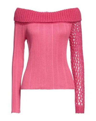 Virginia Bizzi Woman Sweater Fuchsia Size 8 Merino Wool, Viscose, Polyamide, Cashmere, Acrylic In Pink