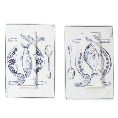 Virtue Blue / White Straight From The Sea Table Set In Multi