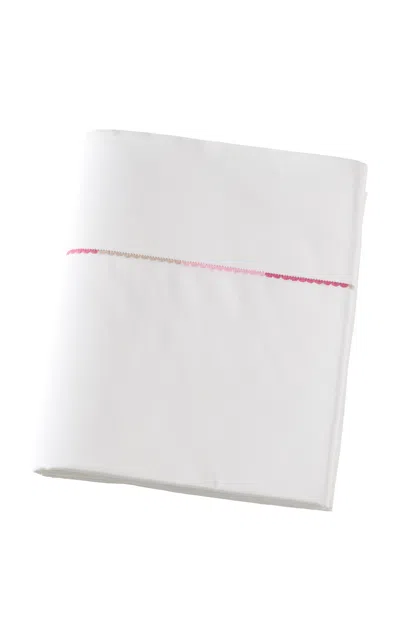 Vis-a-vis Paris Pomponette Queen Cotton Percale Top Sheet In White