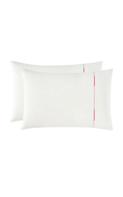 Vis-a-vis Paris Pomponette Set-of-two King Cotton Percale Rectangular Pillowcases In Multi