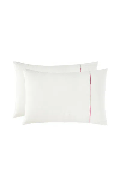 Vis-a-vis Paris Pomponette Set-of-two Standard Cotton Percale Rectangular Pillowcases In Multi