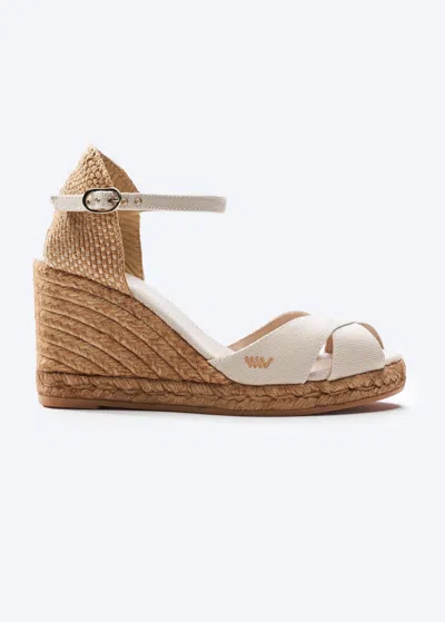 Viscata Aiguablava Canvas Espadrille Sandal Wedges In Beige