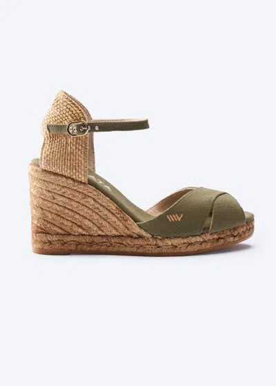 Viscata Aiguablava Canvas Espadrille Sandal Wedges In Olive