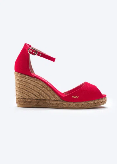 Viscata Aiguafreda Canvas Espadrille Sandal Wedges In Red