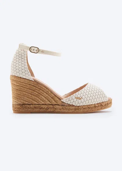 Viscata Aiguafreda Premium Fabrics Espadrille Sandal Wedges In White Mesh