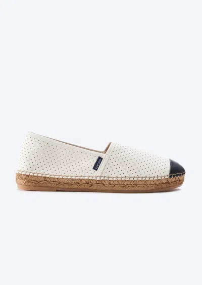 Viscata Barceloneta Limited Edition Leather Espadrille Flats (elastic Inseam) In Ivory Black