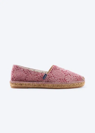 Viscata Barceloneta Premim Fabrics Espadrille Flats In Crochet Burgundy